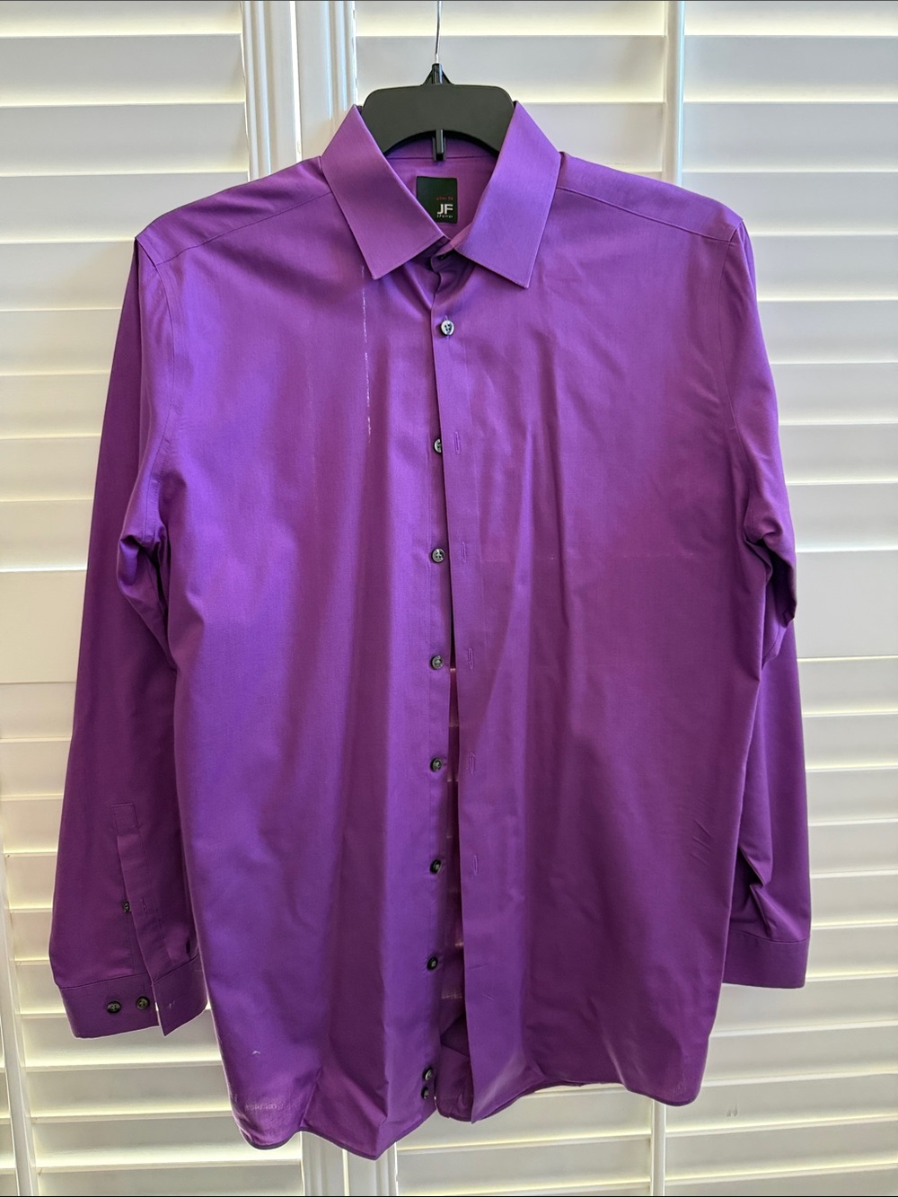 jf j.ferrar Men's Purple Solid Dress Shirt